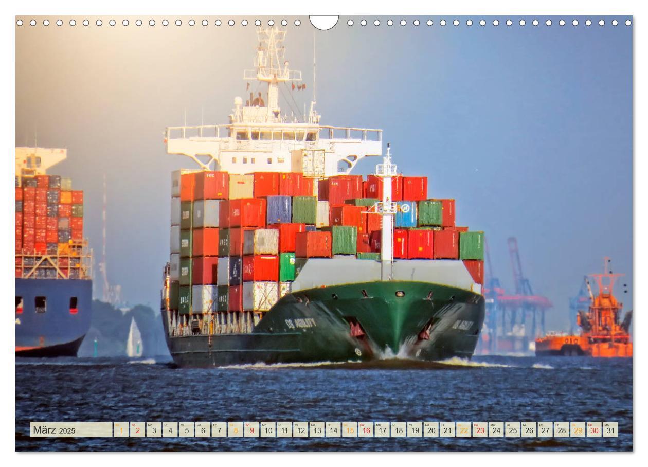 Bild: 9783435383252 | Containerschiffe auf der Elbe (Wandkalender 2025 DIN A3 quer),...