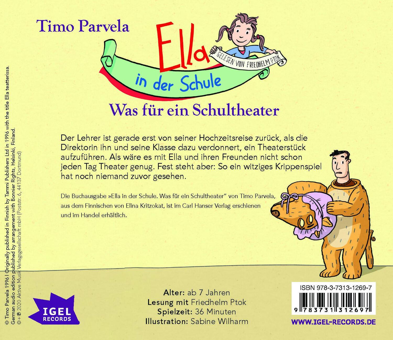 Rückseite: 9783731312697 | Ella in der Schule. Was für ein Schultheater | Timo Parvela | Audio-CD