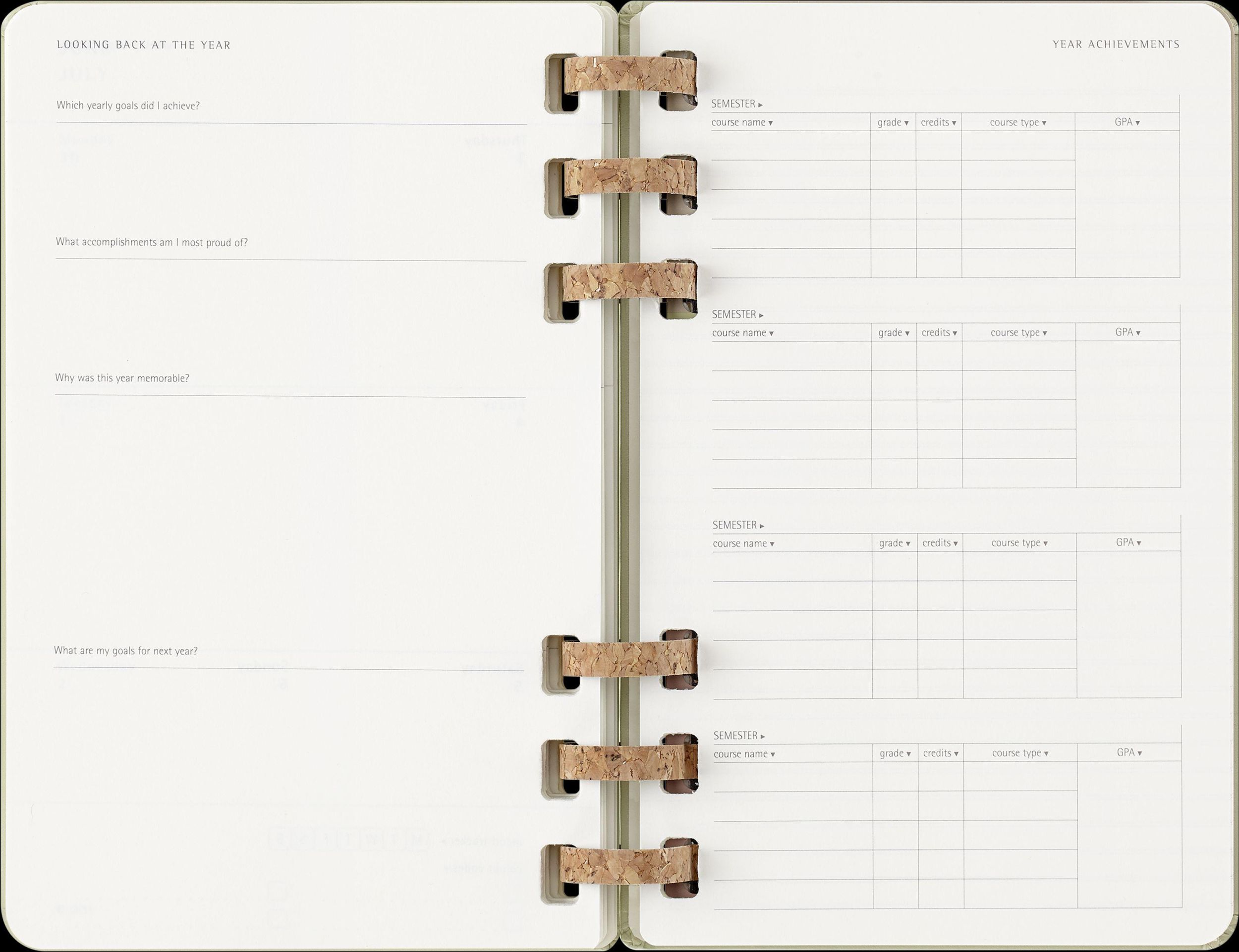 Bild: 8056999271480 | Moleskine 12 Monate Studienplaner mit Spiralbindung, L/A5, Fester...