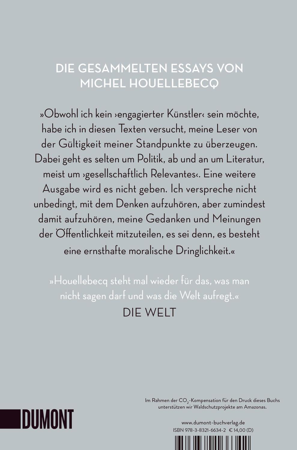 Rückseite: 9783832166342 | Interventionen 1992-2020 | Michel Houellebecq | Taschenbuch | Deutsch