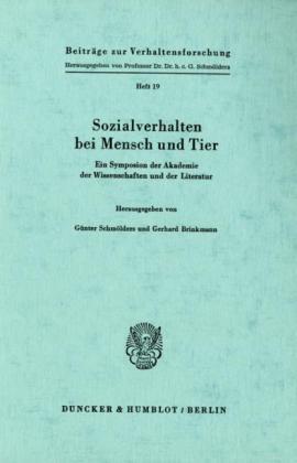 Cover: 9783428034369 | Sozialverhalten bei Mensch und Tier. | Günter Schmölders (u. a.)