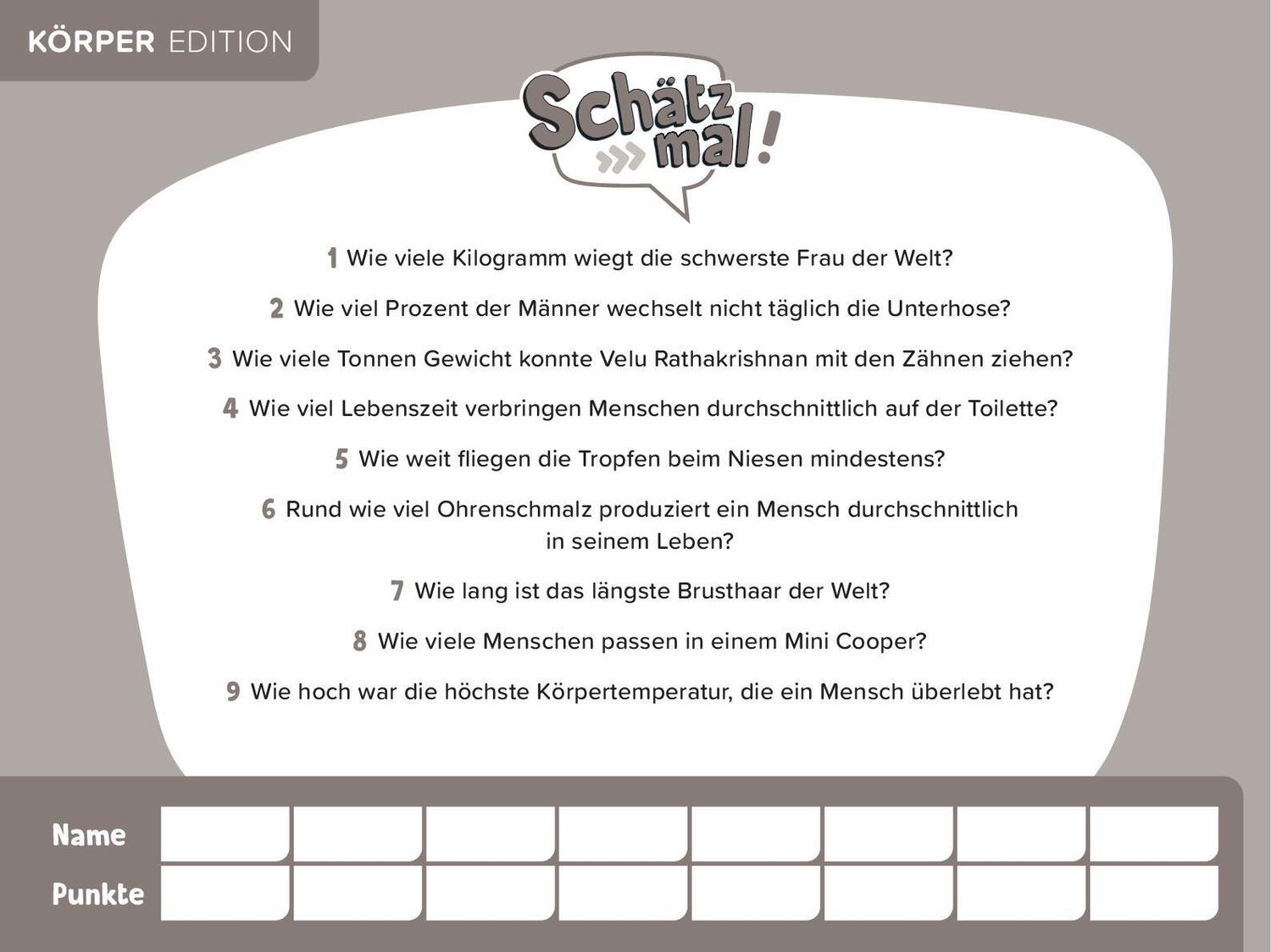 Bild: 9783989760103 | Schätz mal! Körper Edition | Taschenbuch | 96 S. | Deutsch | 2024