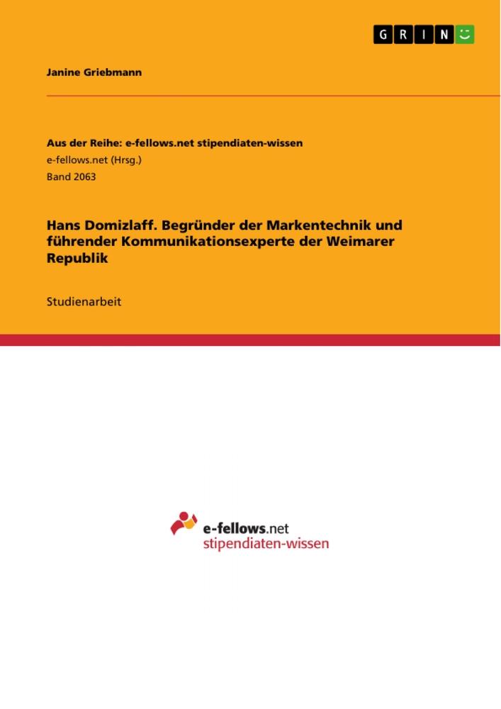 Cover: 9783668272132 | Hans Domizlaff. Begründer der Markentechnik und führender...