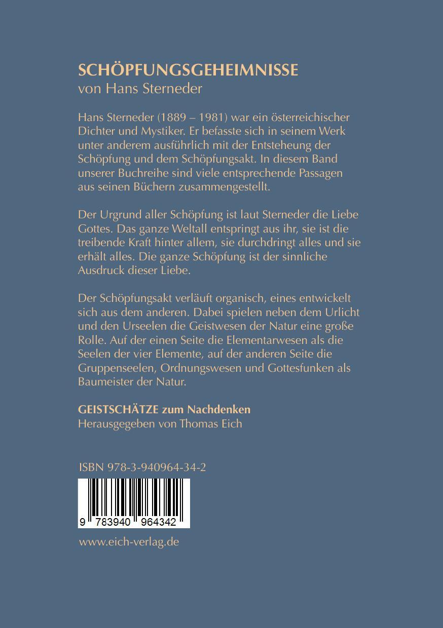 Rückseite: 9783940964342 | Schöpfungsgeheimnisse von Hans Sterneder | Thomas Eich | Taschenbuch