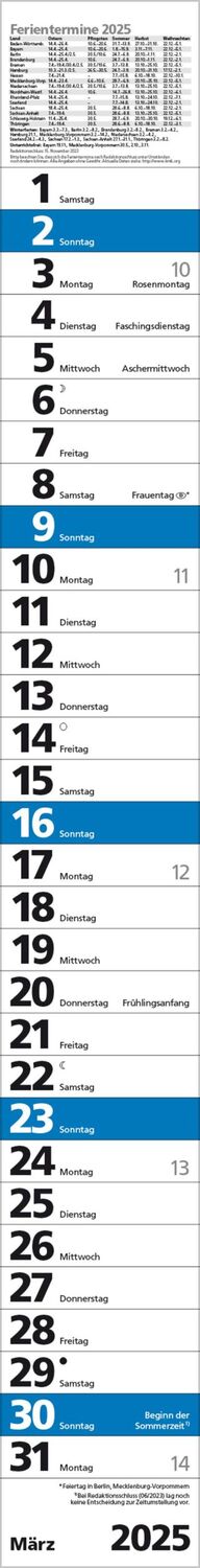 Bild: 9783731879572 | Streifenplaner Praktika Blau 2025 | Verlag Korsch | Kalender | 12 S.