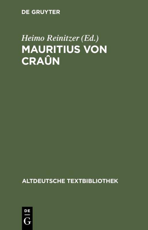 Cover: 9783484202139 | Mauritius von Craun | Heimo Reinitzer | Taschenbuch | XXXIV | Deutsch
