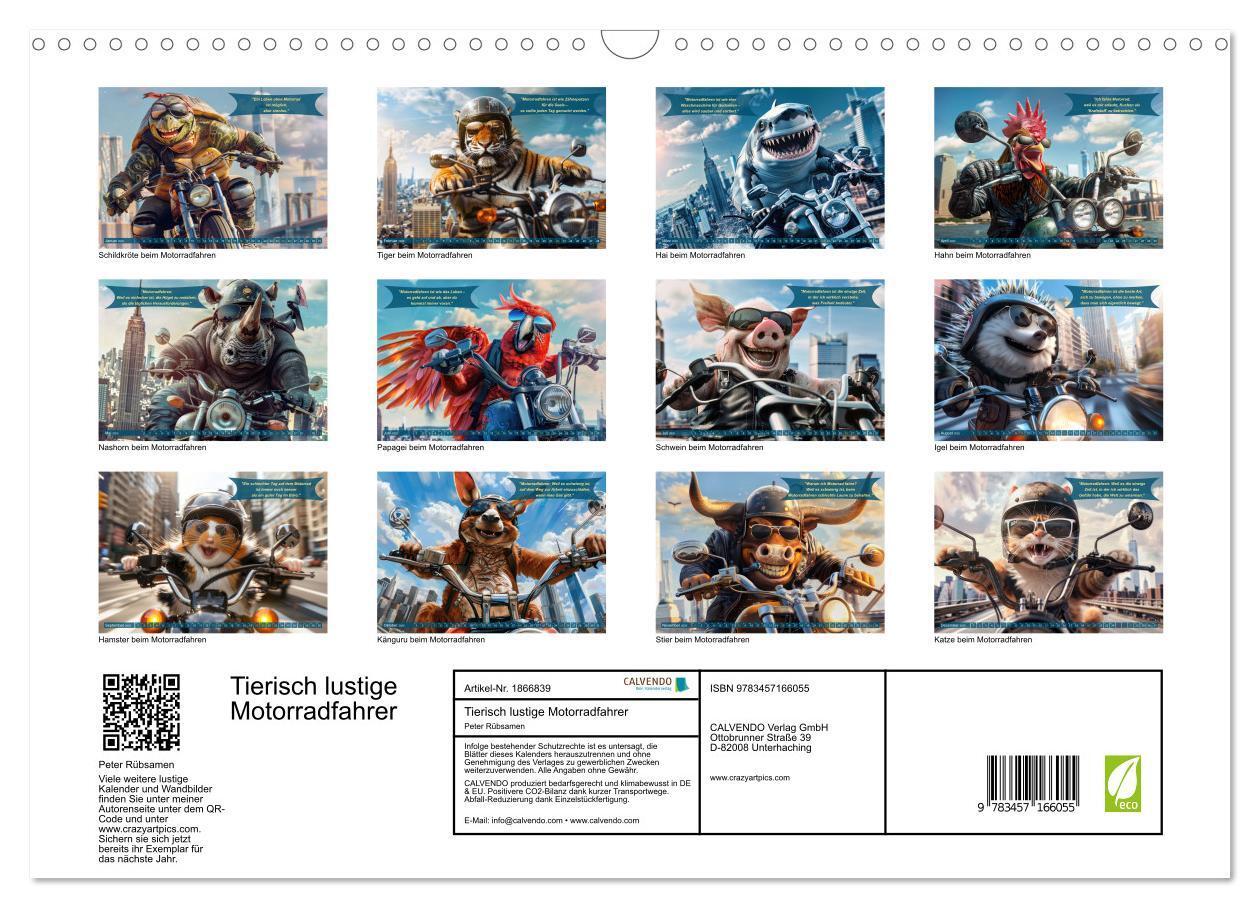 Bild: 9783457166055 | Tierisch lustige Motorradfahrer (Wandkalender 2025 DIN A3 quer),...