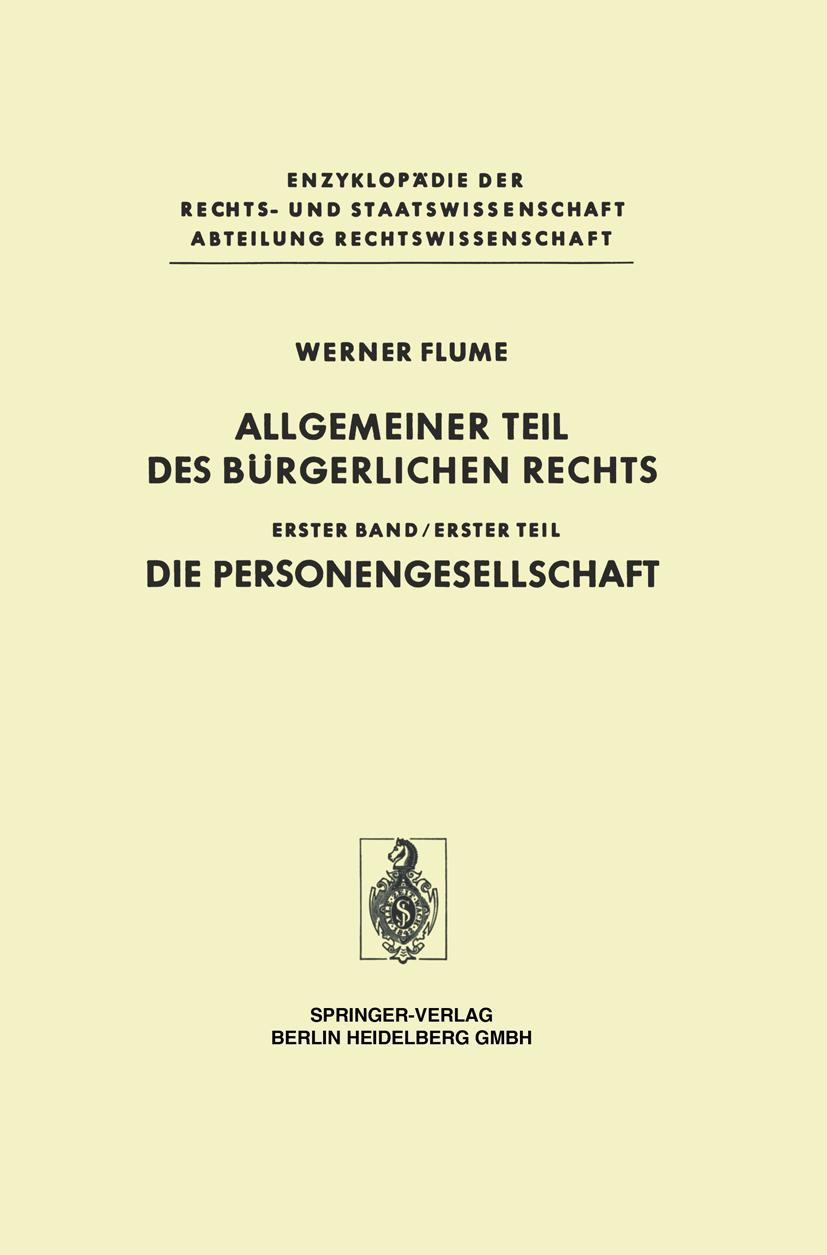 Cover: 9783540083337 | Allgemeiner Teil des Bürgerlichen Rechts | Werner Flume | Buch | xiii