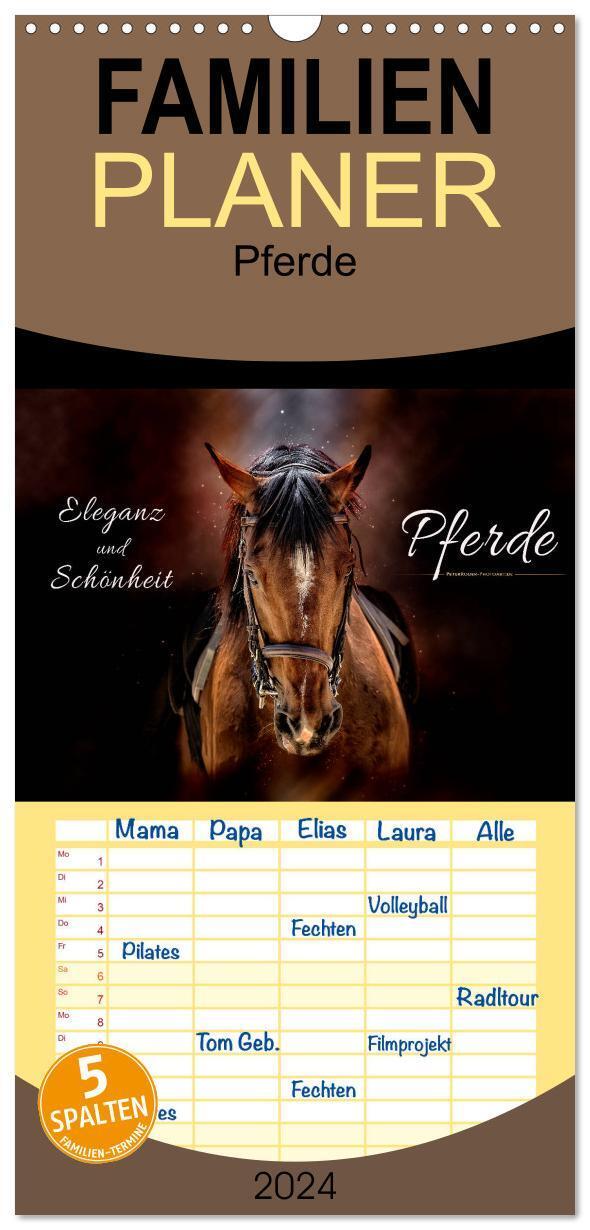 Cover: 9783383014024 | Familienplaner 2024 - Eleganz und Schönheit - Pferde mit 5 Spalten...