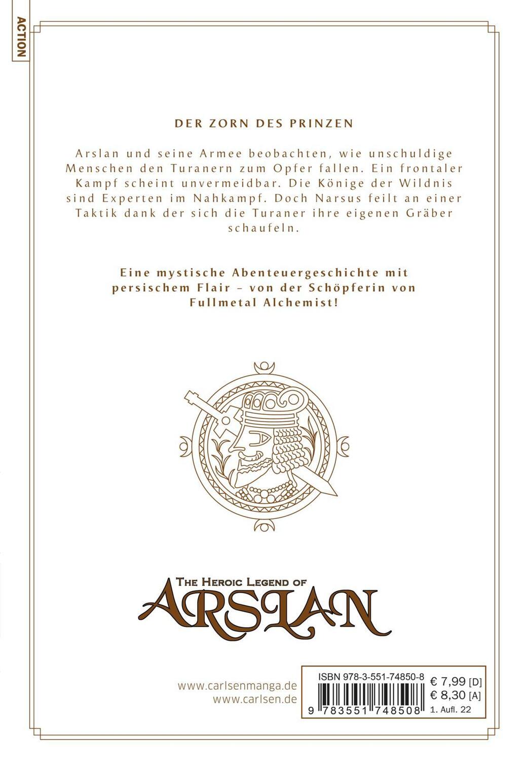 Rückseite: 9783551748508 | The Heroic Legend of Arslan 14 | Hiromu Arakawa (u. a.) | Taschenbuch