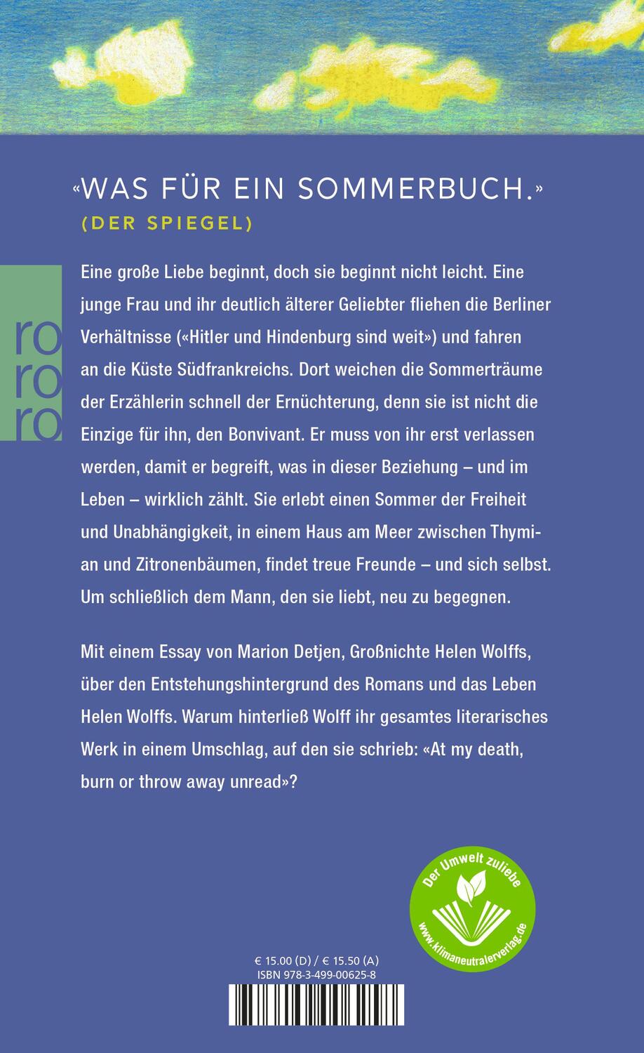 Rückseite: 9783499006258 | Hintergrund für Liebe | Helen Wolff | Buch | Deutsch | 2022