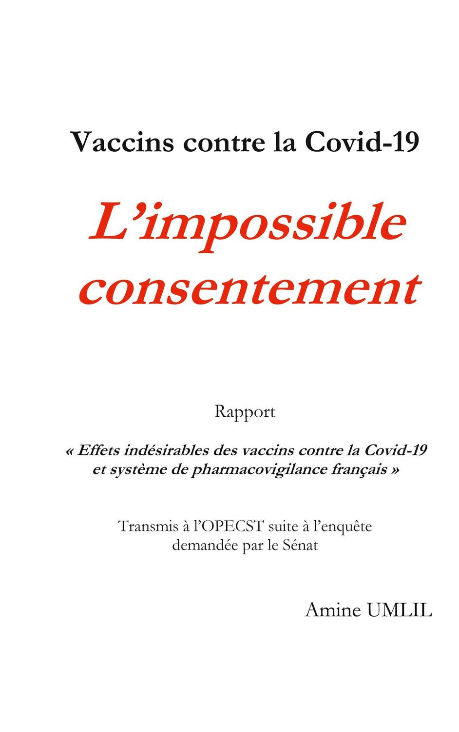Cover: 9782322408306 | Vaccins contre la Covid-19 : L'impossible consentement | Amine Umlil