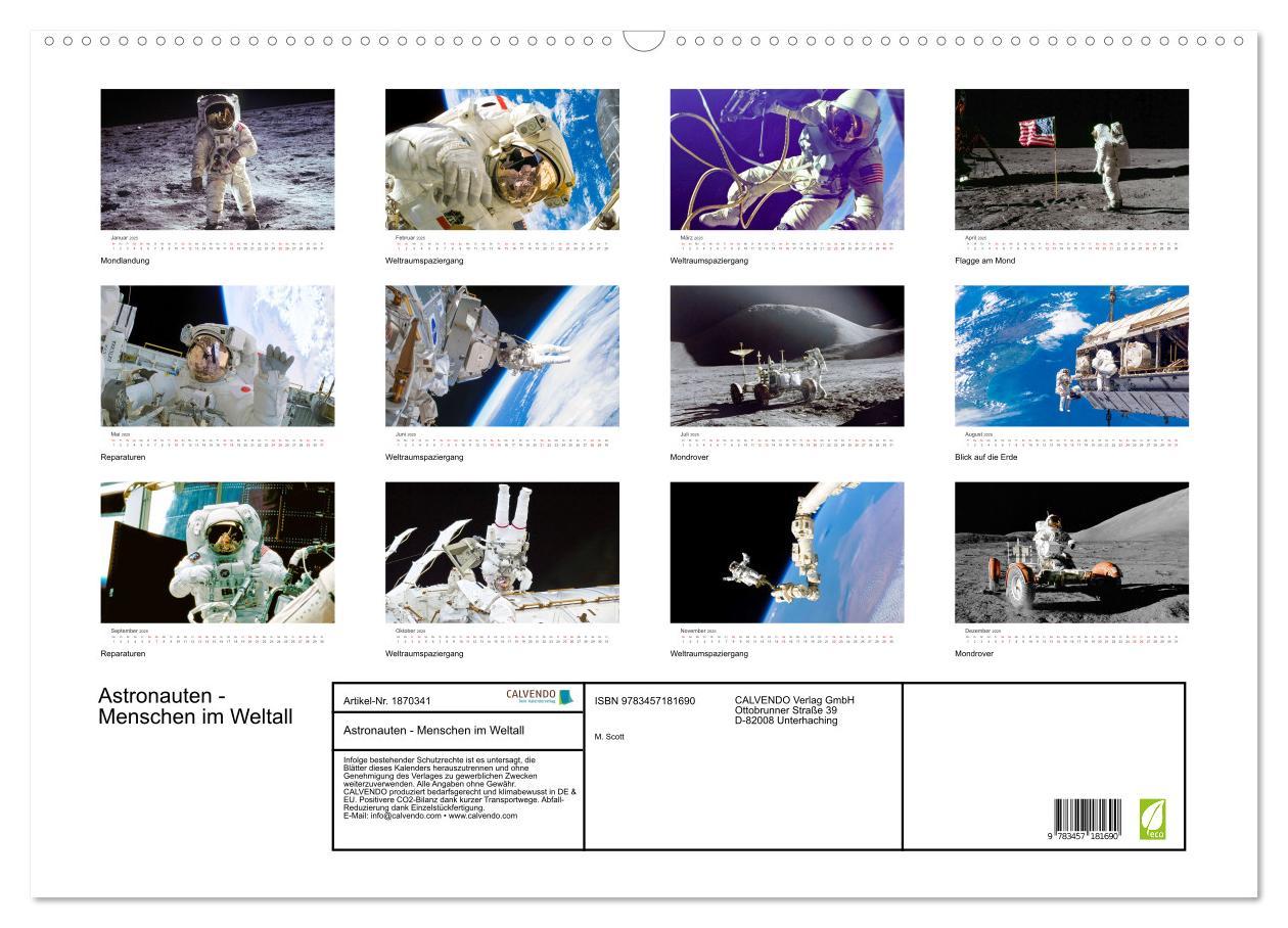 Bild: 9783457181690 | Astronauten - Menschen im Weltall (Wandkalender 2025 DIN A2 quer),...