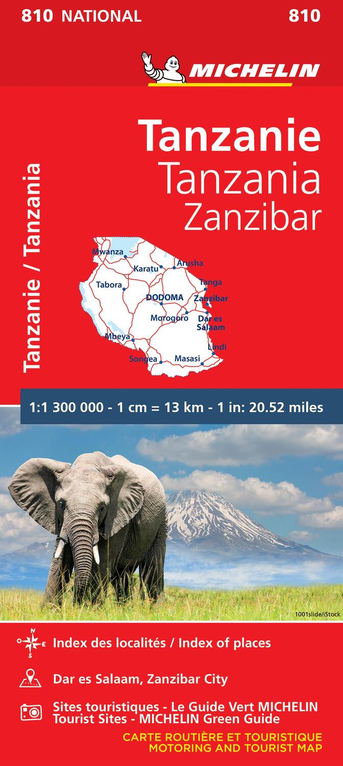 Cover: 9782067242586 | Tanzania &amp; Zanzibar - Michelin National Map 810 | Map | Taschenbuch
