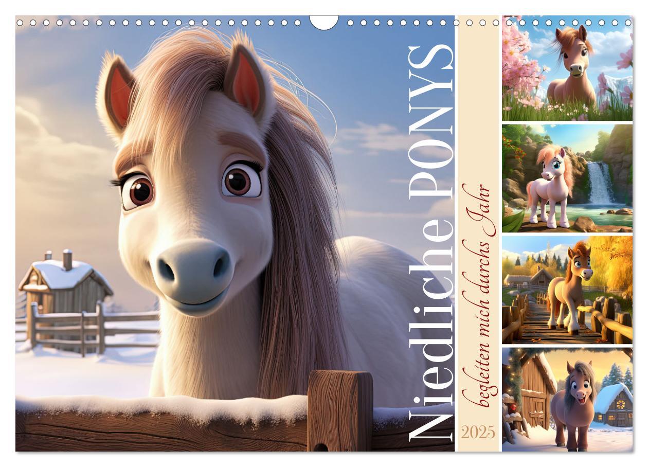 Cover: 9783383883088 | Niedliche Ponys (Wandkalender 2025 DIN A3 quer), CALVENDO...