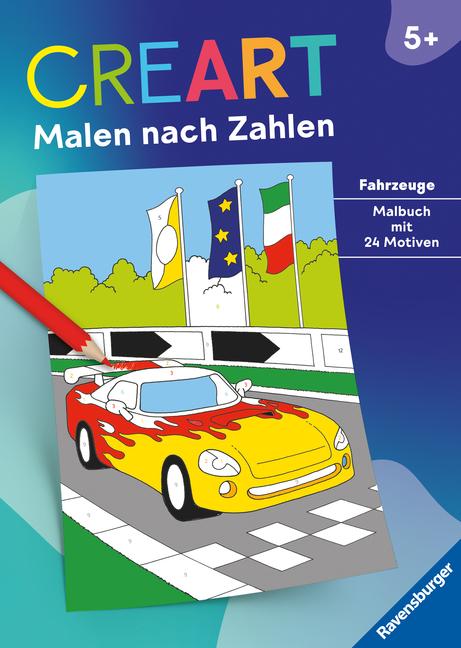 Cover: 9783473488865 | Ravensburger CreArt Malen nach Zahlen ab 5: Fahrzeuge, Malbuch, 24...