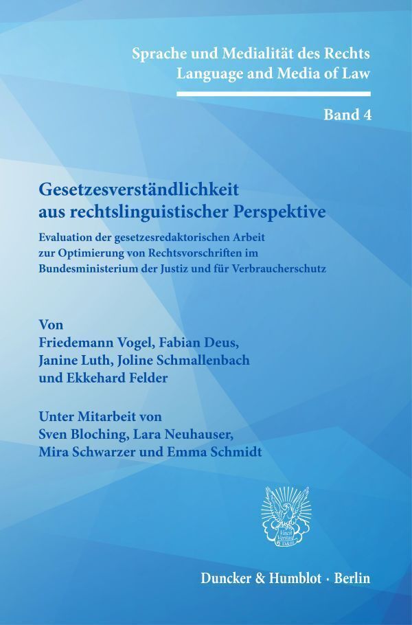 Cover: 9783428185788 | Gesetzesverständlichkeit aus rechtslinguistischer Perspektive. | Buch