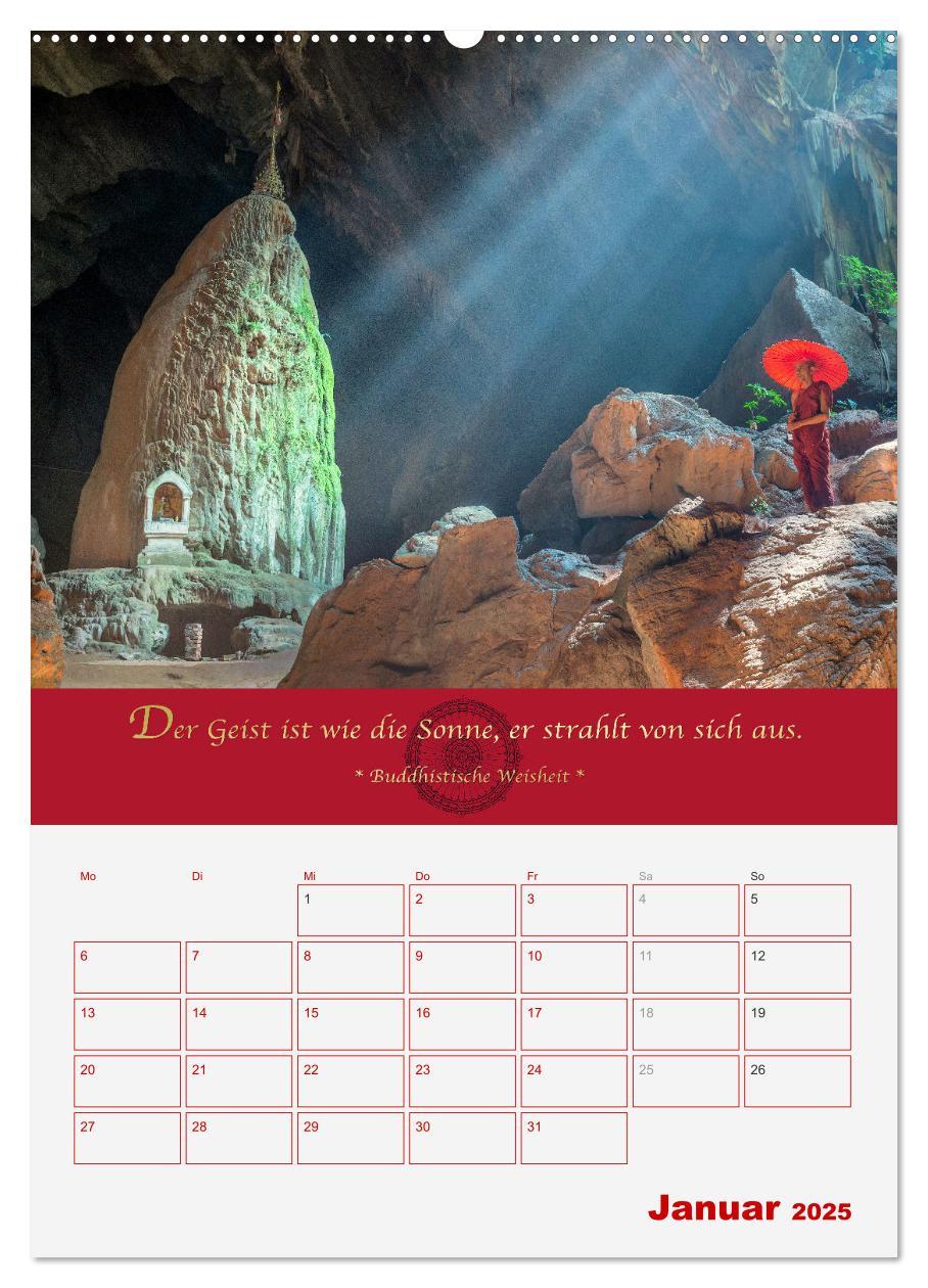 Bild: 9783435926480 | Buddhistische Weisheiten - DER ROTE SCHIRM (Wandkalender 2025 DIN...