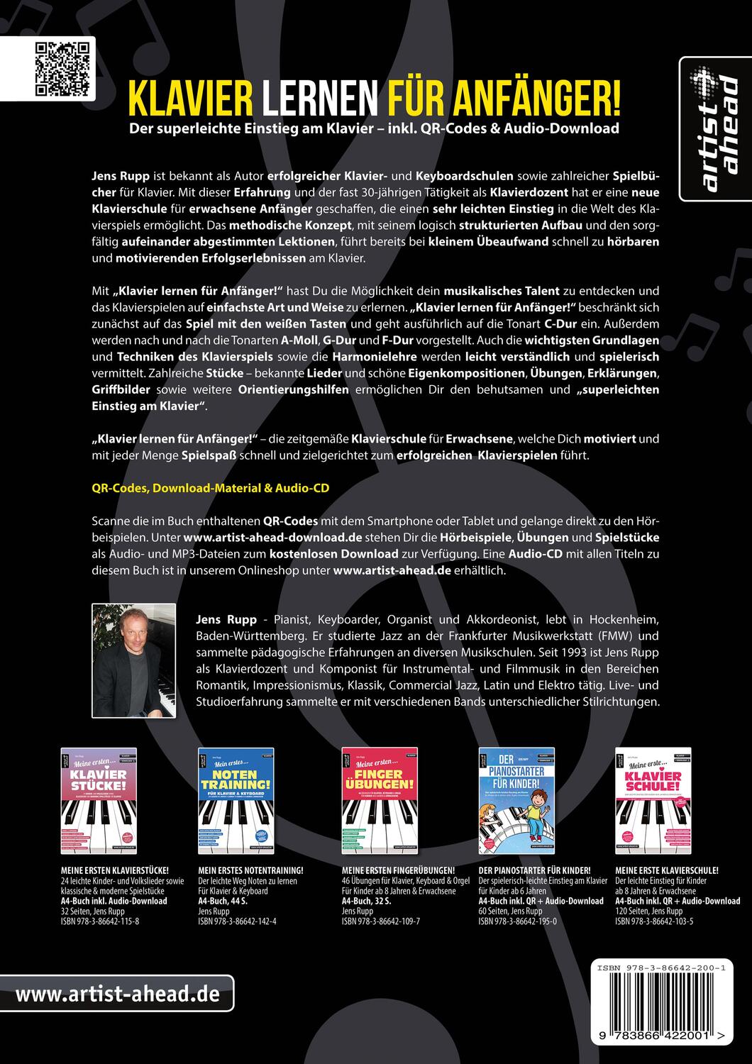 Rückseite: 9783866422001 | Klavier lernen für Anfänger! | Jens Rupp | Broschüre | Buch &amp; Download