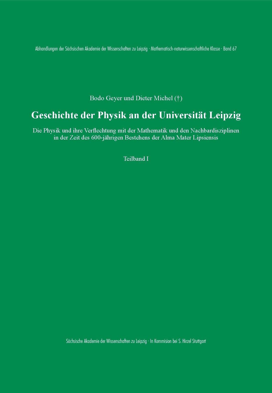 Cover: 9783777634494 | Geschichte der Physik an der Universität Leipzig | Bodo Geyer (u. a.)