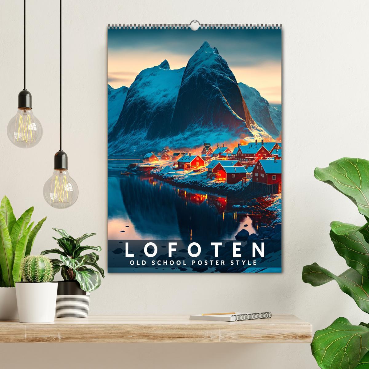 Bild: 9783435885022 | Lofoten - Old School Poster Style (Wandkalender 2025 DIN A2 hoch),...