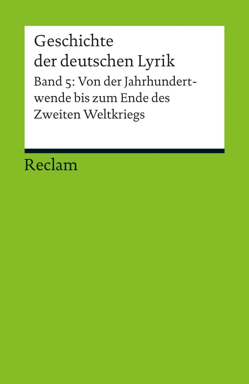 Cover: 9783150188927 | Geschichte der deutschen Lyrik | Ralf Schnell | Taschenbuch | Deutsch