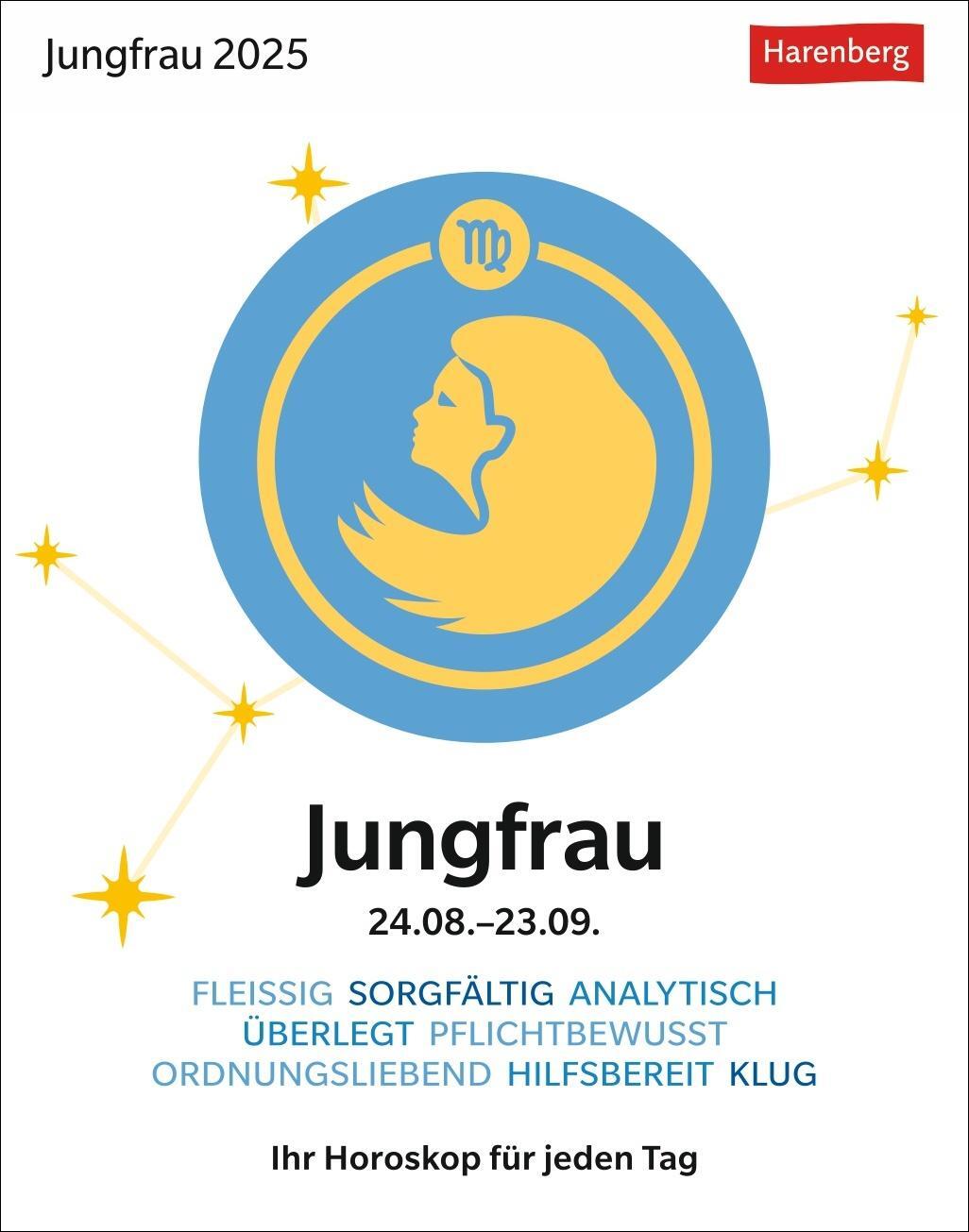Cover: 9783840033728 | Jungfrau Sternzeichenkalender 2025 - Tagesabreißkalender - Ihr...