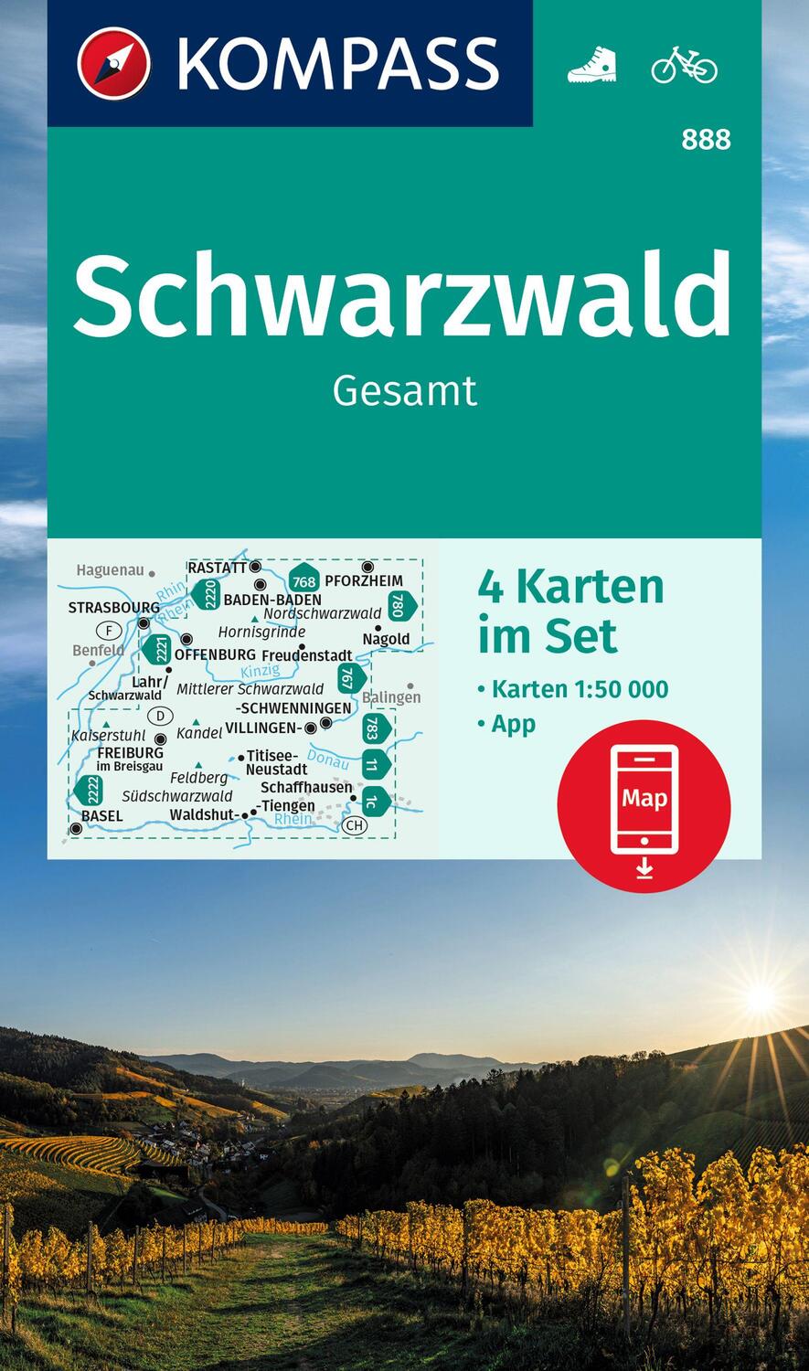 Cover: 9783991214083 | KOMPASS Wanderkarten-Set 888 Schwarzwald Gesamt (4 Karten) 1:50.000