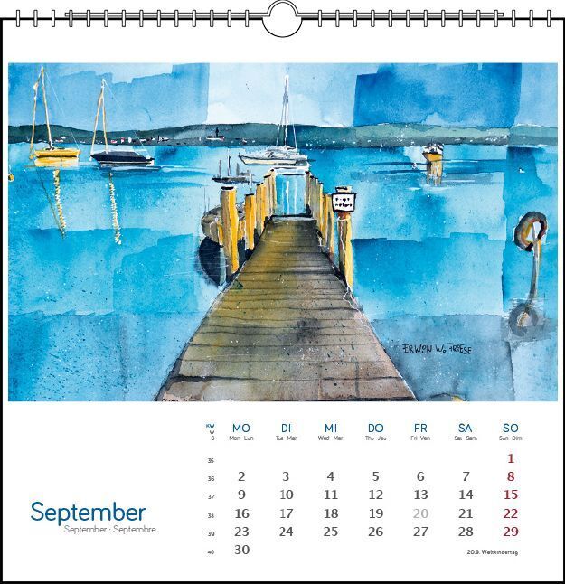 Bild: 9783861923121 | Bodensee Aquarell 2024 | Postkarten-Tischkalender | Kalender | 13 S.