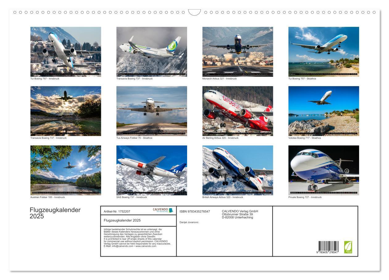 Bild: 9783435276547 | Flugzeugkalender 2025 (Wandkalender 2025 DIN A2 quer), CALVENDO...