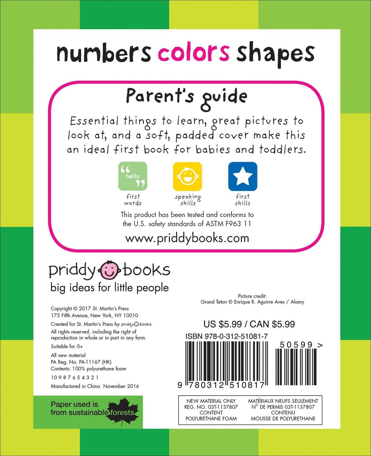Rückseite: 9780312510817 | First 100 Padded: Numbers, Colors, Shapes | Roger Priddy | Buch | 2011