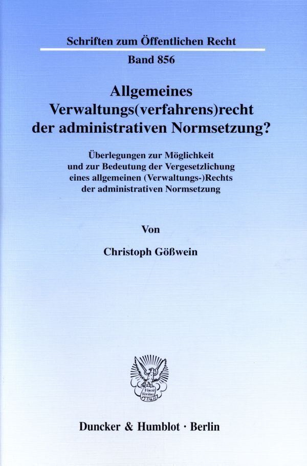 Cover: 9783428102884 | Allgemeines Verwaltungs(verfahrens)recht der administrativen...
