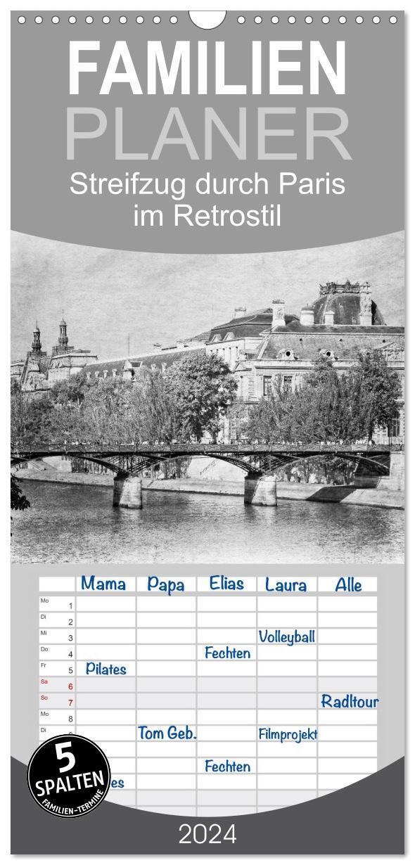 Cover: 9783383098864 | Familienplaner 2024 - Streifzug durch Paris im Retrostil mit 5...