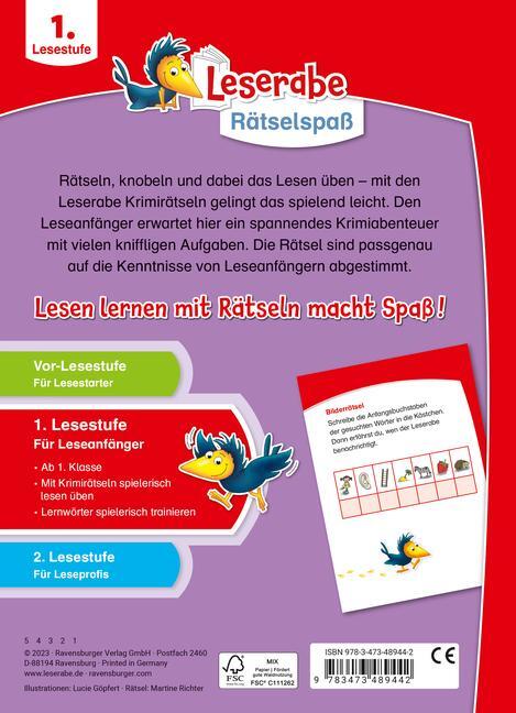 Bild: 9783473489442 | Ravensburger Leserabe Rätselspaß - Krimirätsel zum Lesenlernen ab 6...