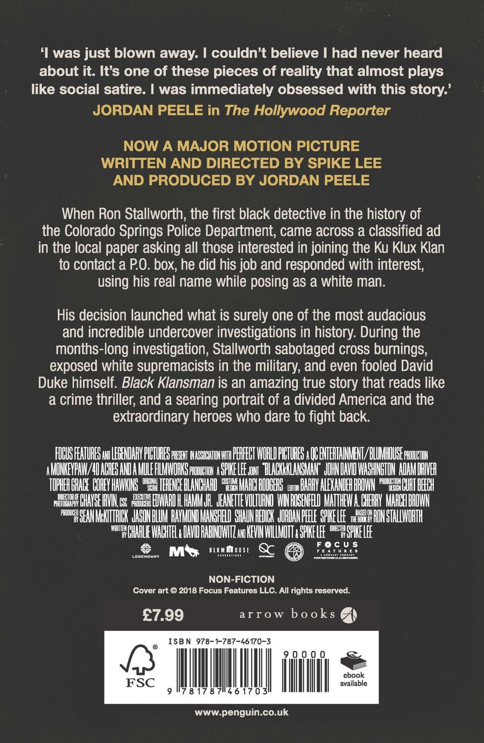 Rückseite: 9781787461703 | Black Klansman | NOW A MAJOR MOTION PICTURE | Ron Stallworth | Buch