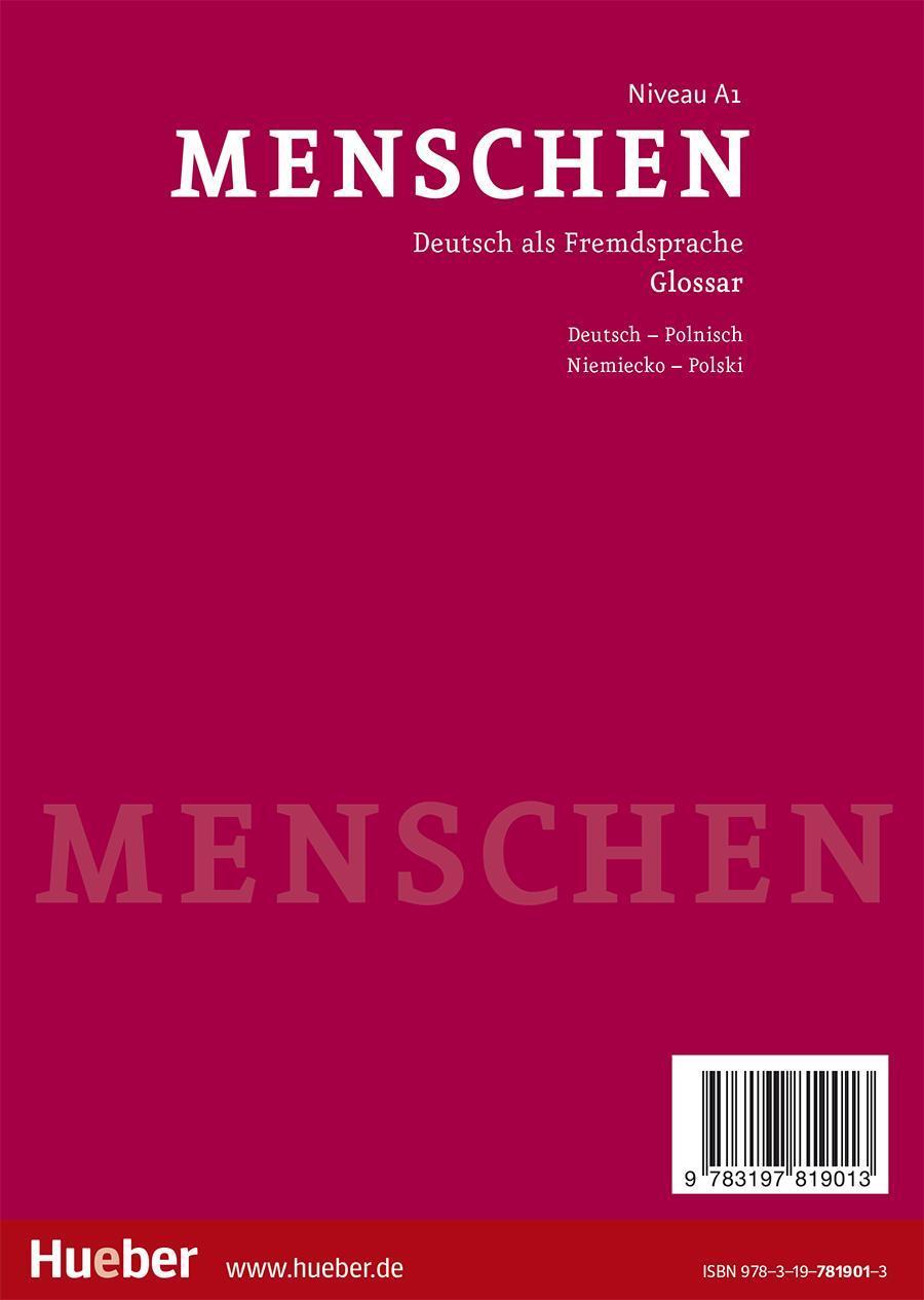Rückseite: 9783197819013 | Menschen A1. Glossar Deutsch-Polnisch | Deutsch als Fremdsprache