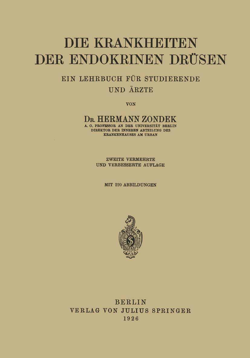 Cover: 9783642906015 | Die Krankheiten der Endokrinen Drüsen | Hermann Zondek | Taschenbuch