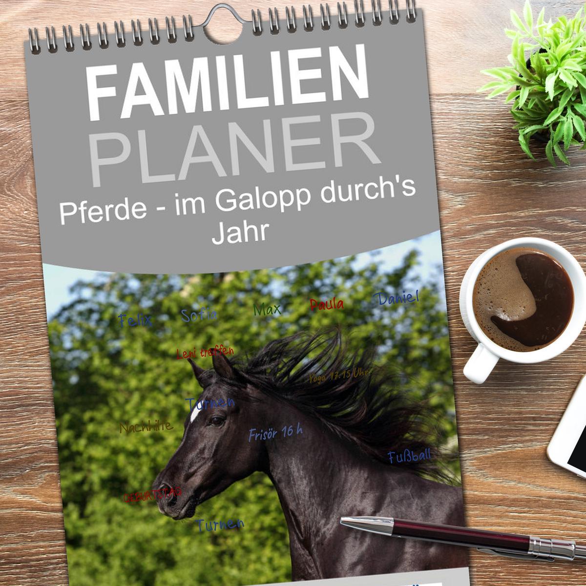 Bild: 9783457124284 | Familienplaner 2025 - Pferde - im Galopp durch's Jahr mit 5 Spalten...