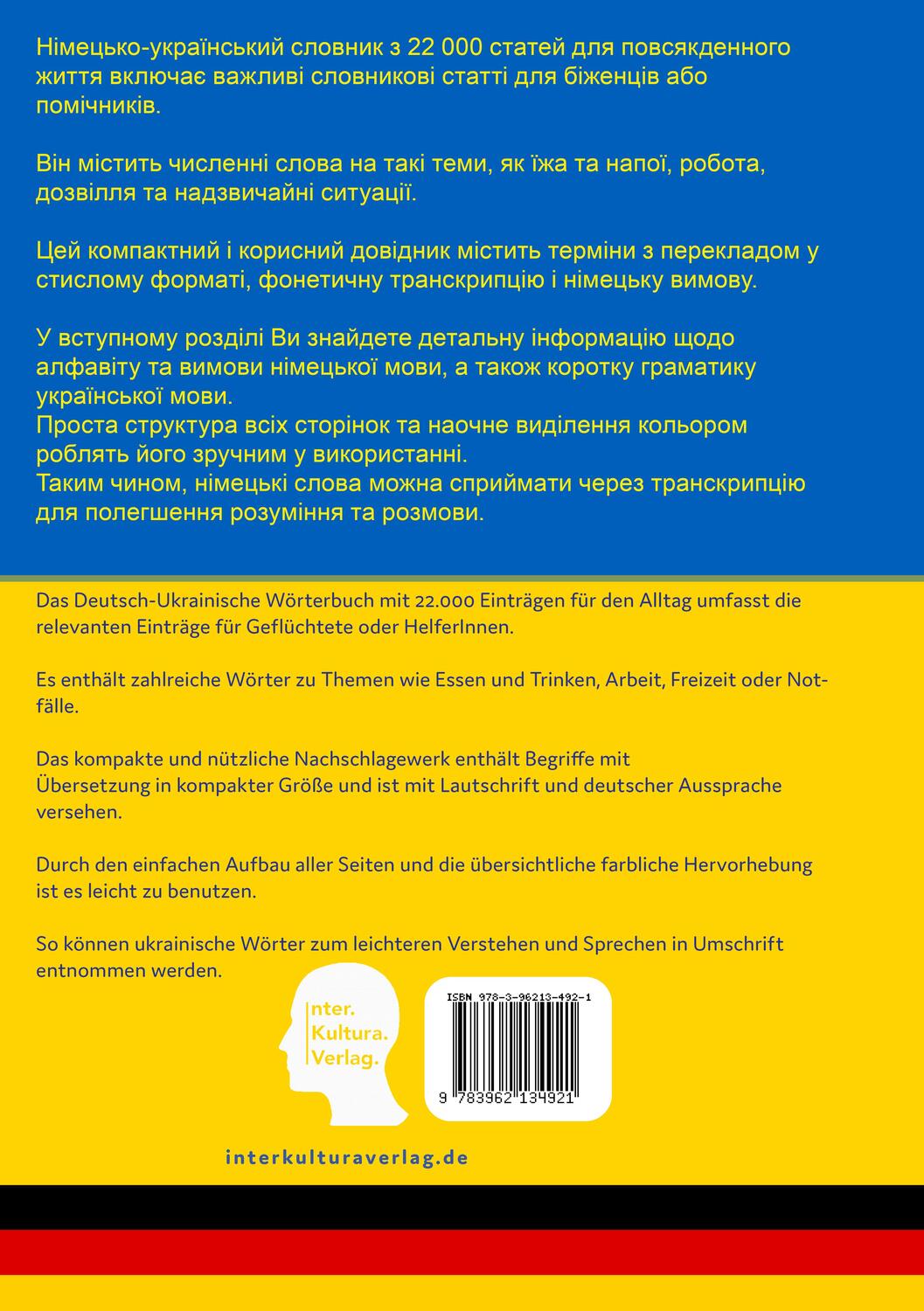 Rückseite: 9783962134914 | Interkultura Wörterbuch Deutsch-Ukrainisch für ukrainische...