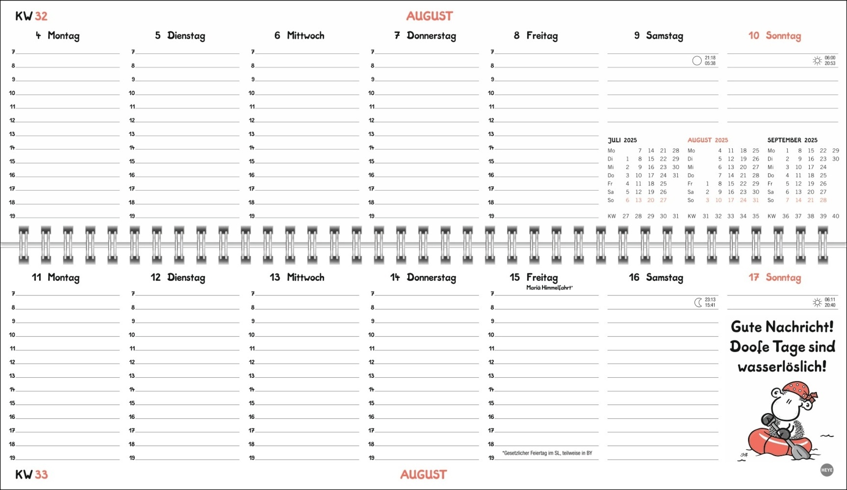 Bild: 9783756406531 | sheepworld Wochenquerplaner 2025 | Kalender | Spiralbindung | 64 S.