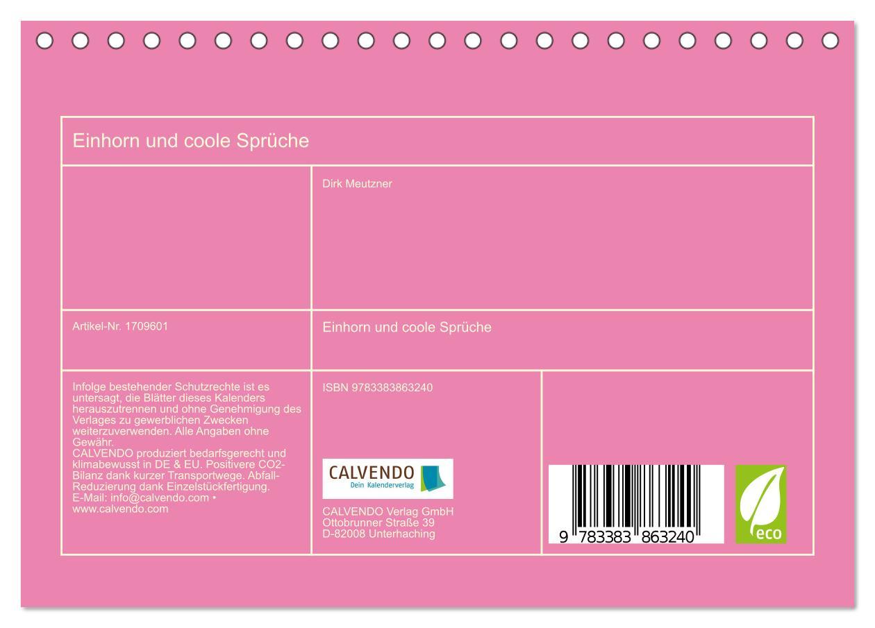 Bild: 9783383863240 | Einhorn und coole Sprüche (Tischkalender 2025 DIN A5 quer),...