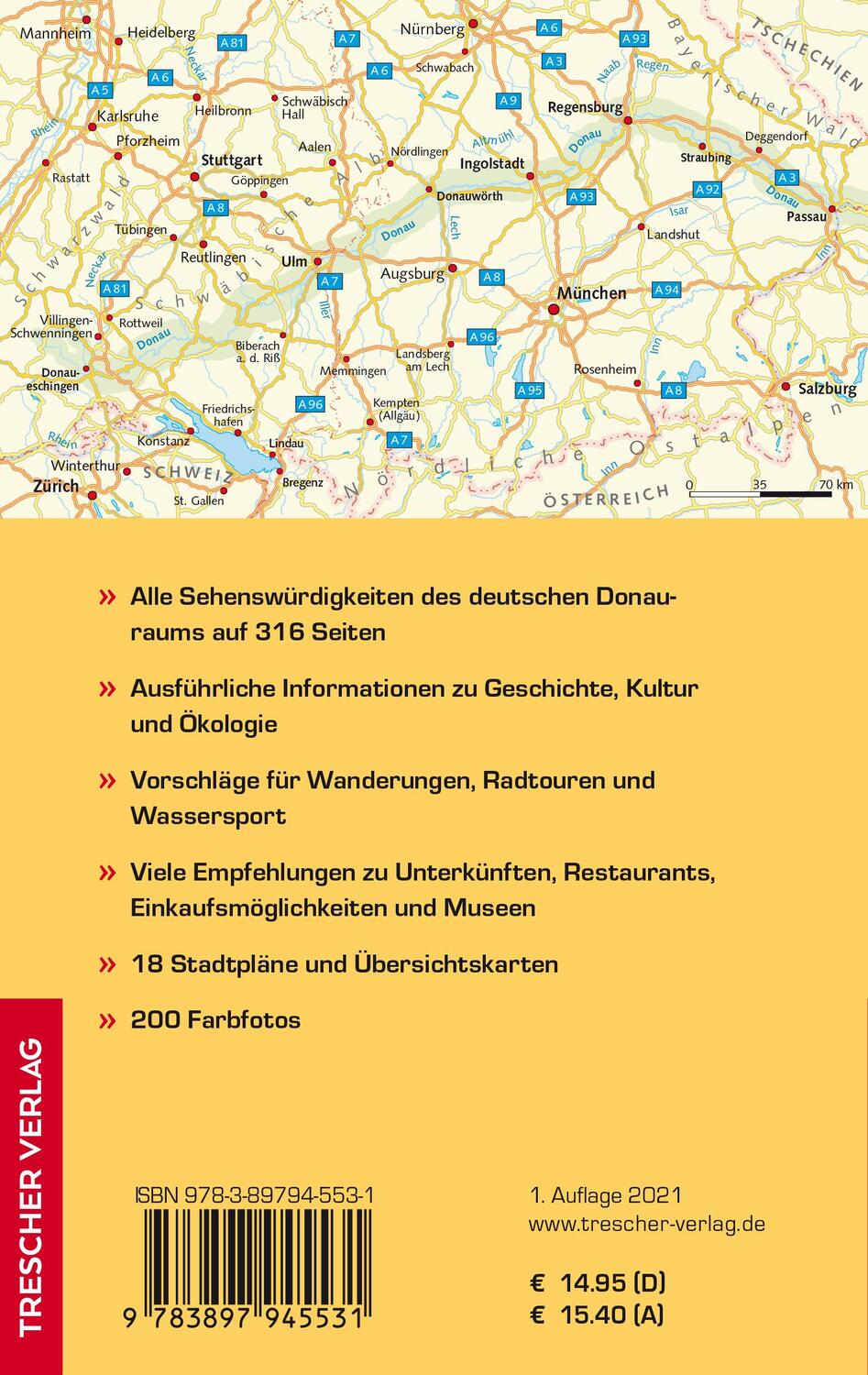 Rückseite: 9783897945531 | TRESCHER Reiseführer Donau | Sabine Herre | Taschenbuch | 316 S.