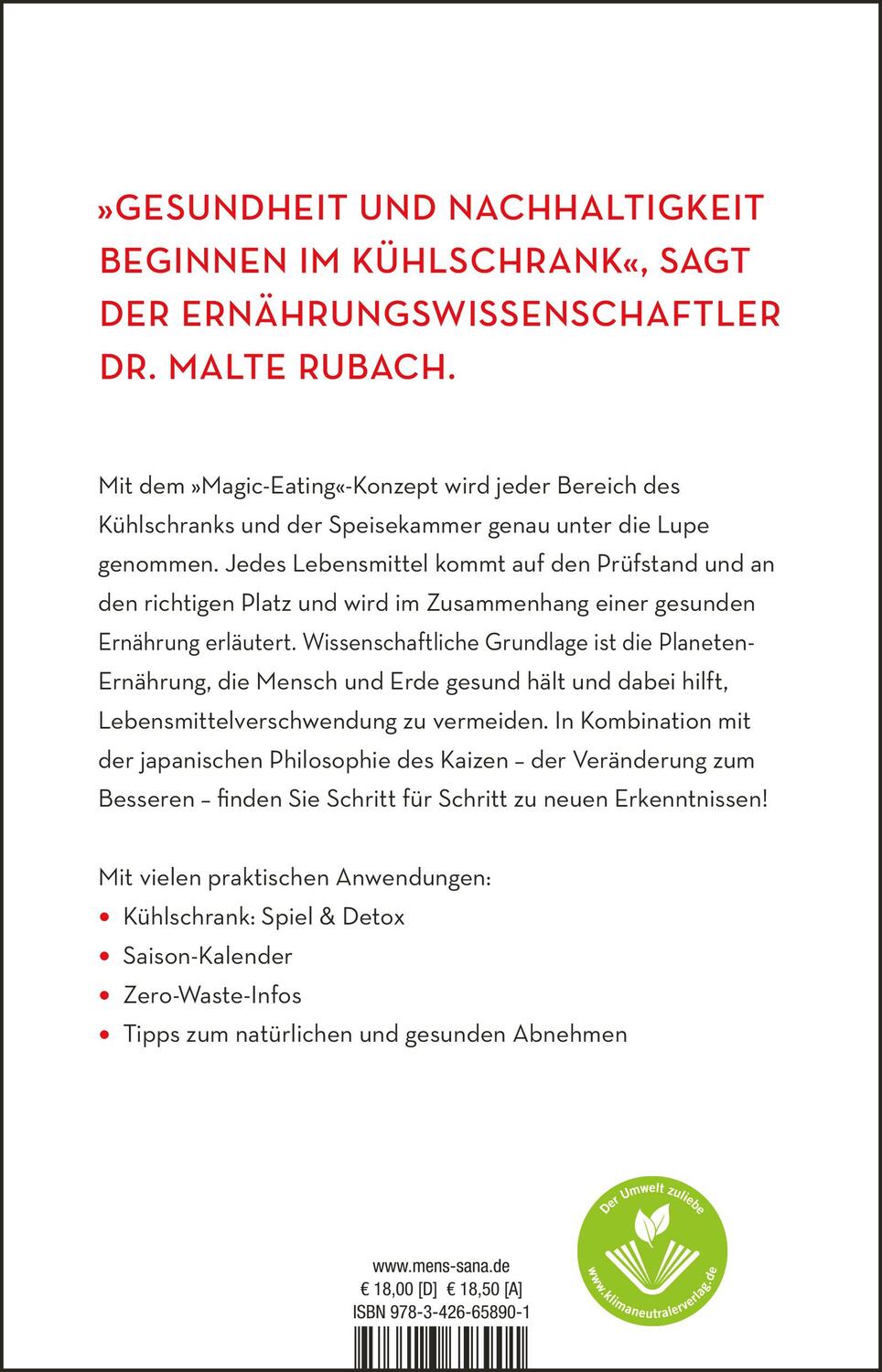 Rückseite: 9783426658901 | Magic Eating | Malte Rubach (u. a.) | Taschenbuch | 192 S. | Deutsch