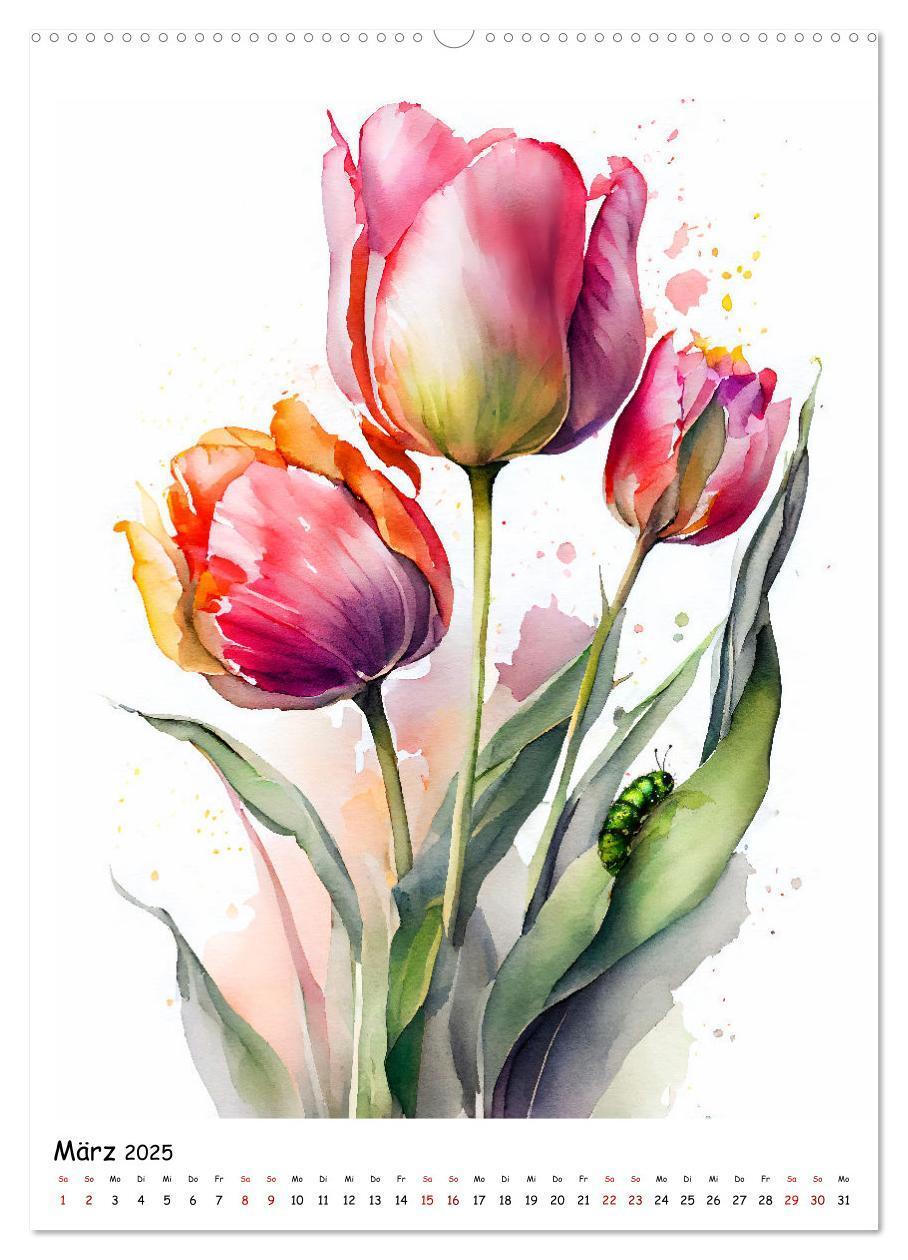 Bild: 9783435882182 | Aquarellmalerei - Blumen und Tiere im Garten (Wandkalender 2025 DIN...