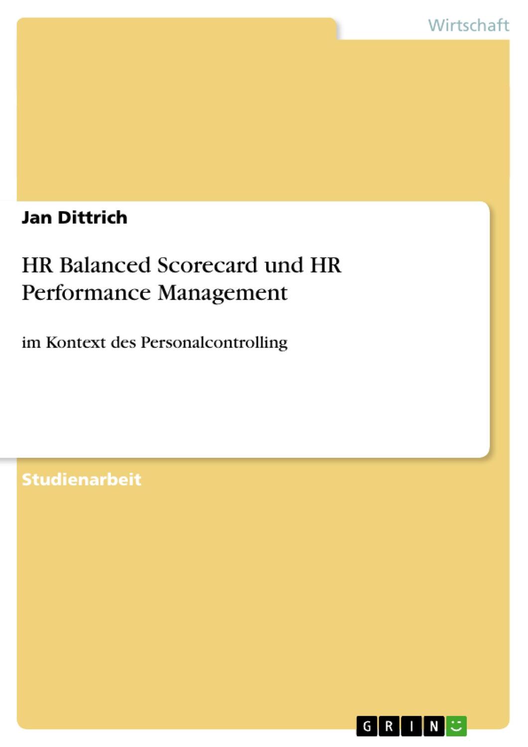 Cover: 9783640461974 | HR Balanced Scorecard und HR Performance Management | Jan Dittrich