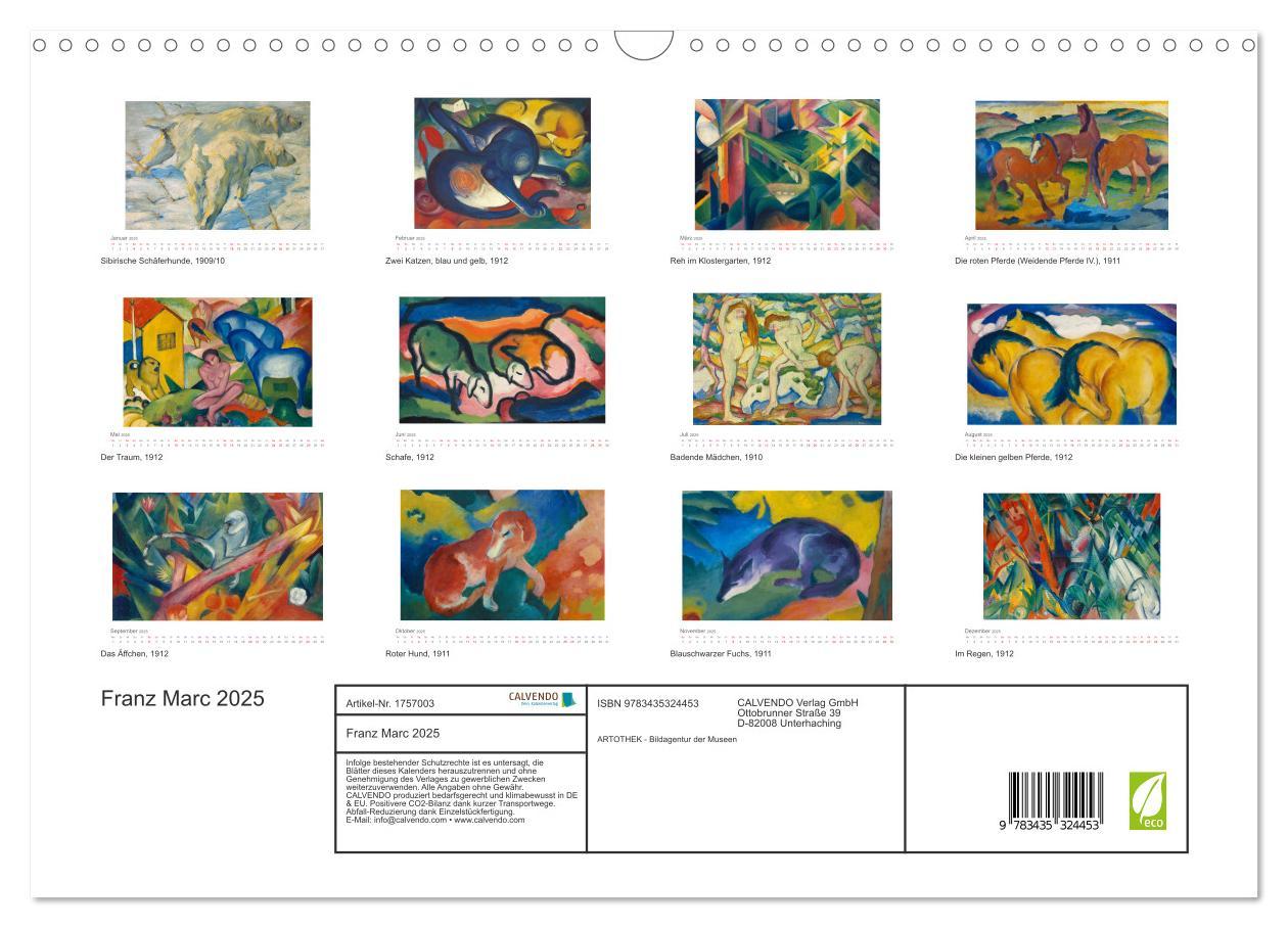 Bild: 9783435324453 | Franz Marc 2025 (Wandkalender 2025 DIN A3 quer), CALVENDO...