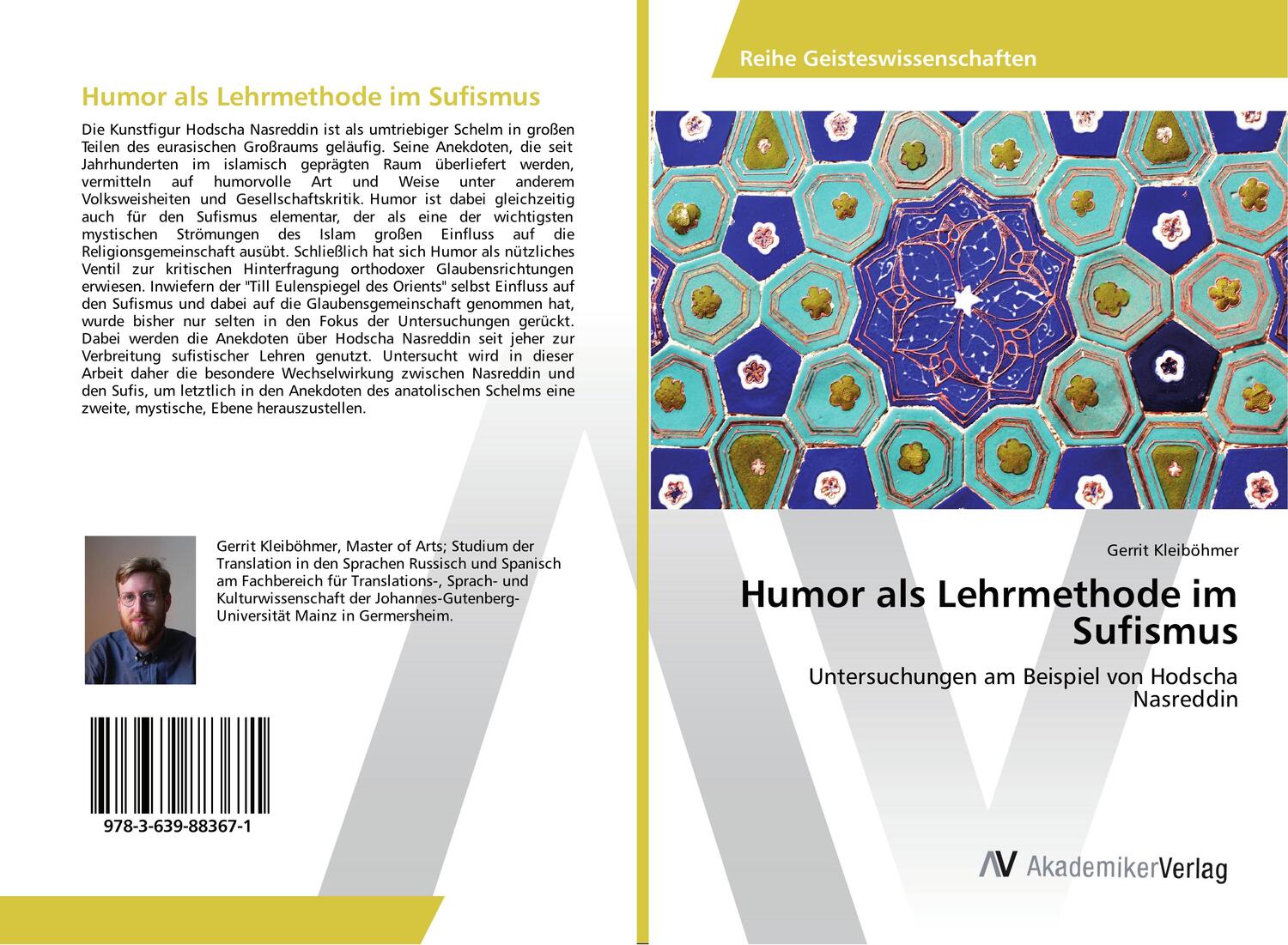 Cover: 9783639883671 | Humor als Lehrmethode im Sufismus | Gerrit Kleiböhmer | Taschenbuch