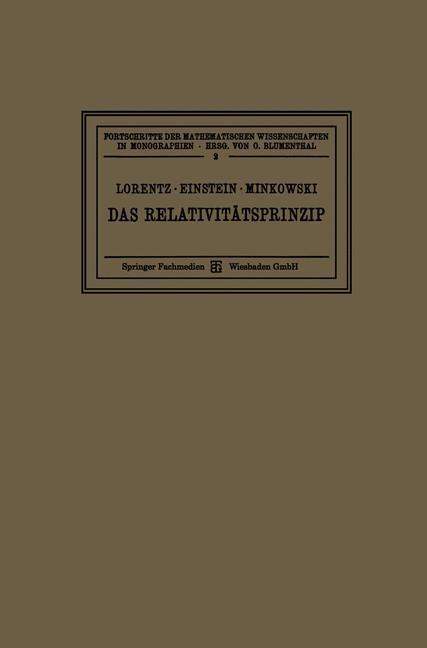 Cover: 9783663193722 | Das Relativitätsprinzip | Eine Sammlung von Abhandlungen | Taschenbuch