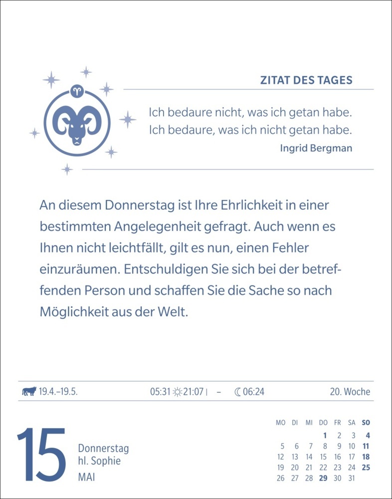 Bild: 9783840033674 | Widder Sternzeichenkalender 2025 - Tagesabreißkalender - Ihr...