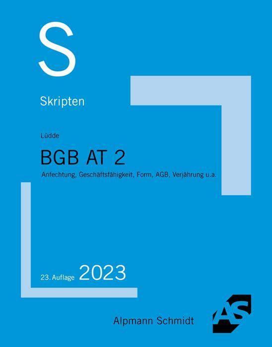 Cover: 9783867528771 | Skript BGB AT 2 | Jan Stefan Lüdde | Taschenbuch | Deutsch | 2023
